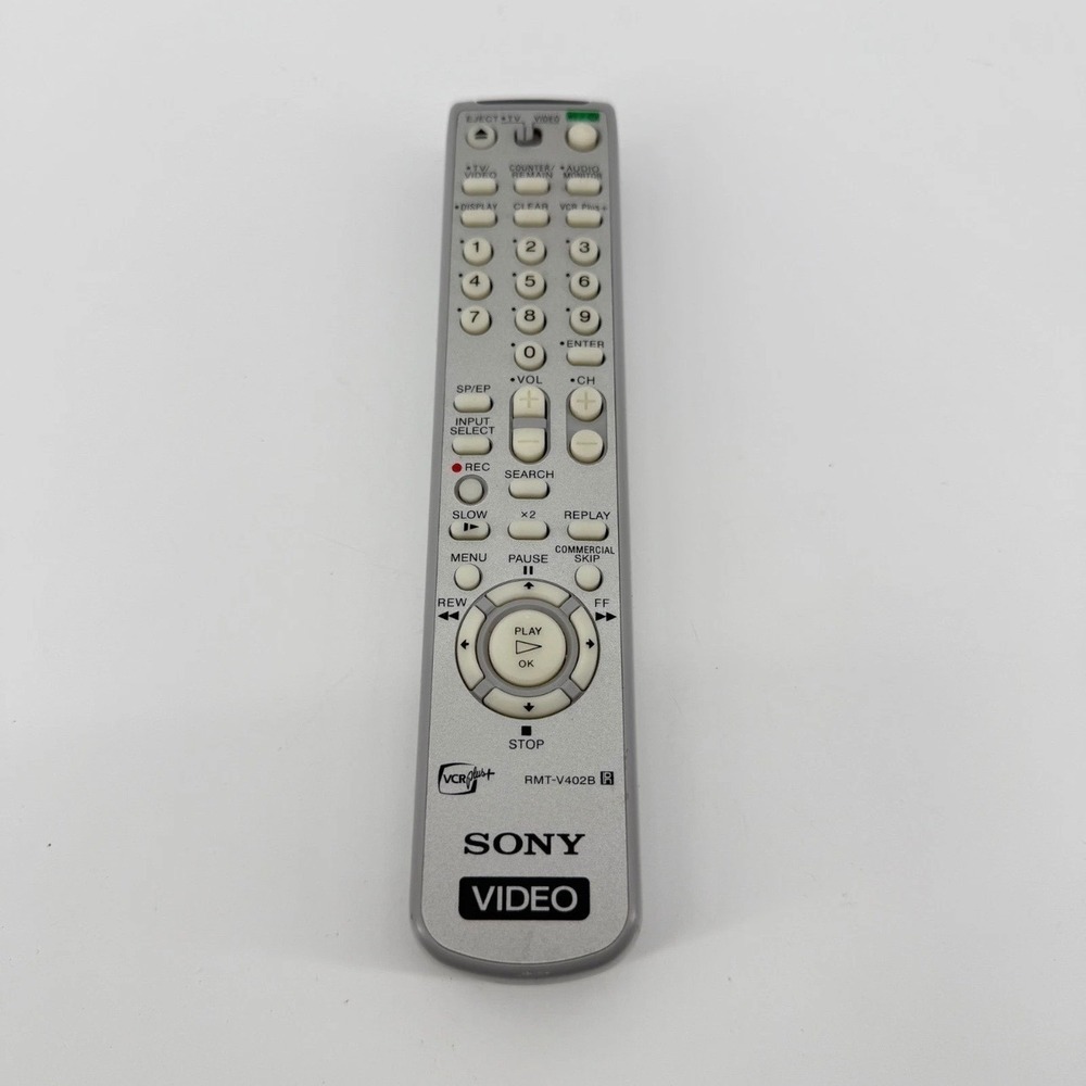 Sony RMT-V402B VCR Remote Control VCR Plus+ Plastic Silver Solid